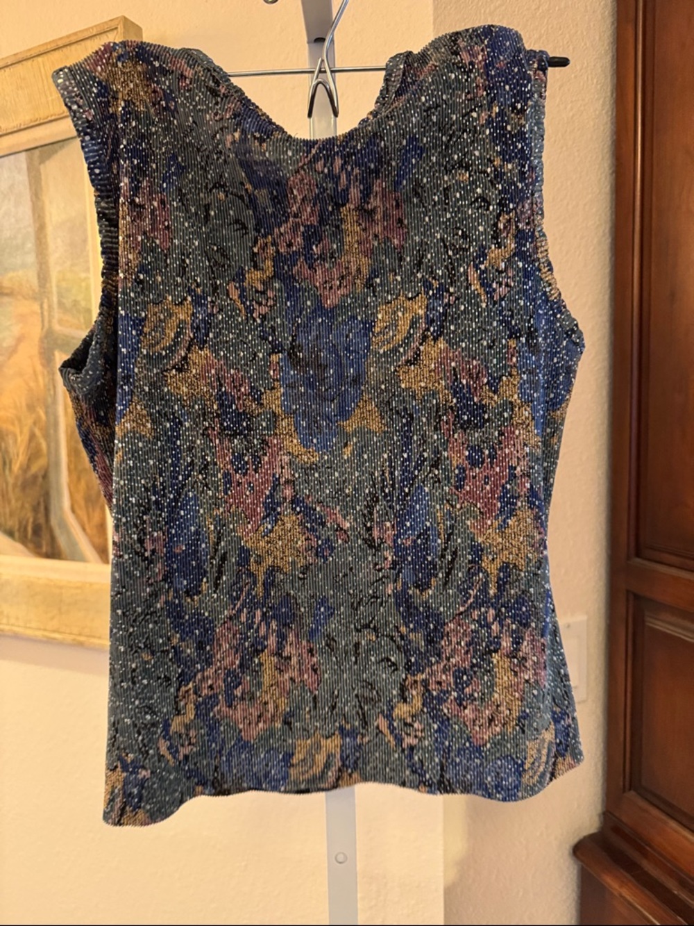 Jaipur Ribbed Multi Color Blouse Large EUC - Picture 4 of 4